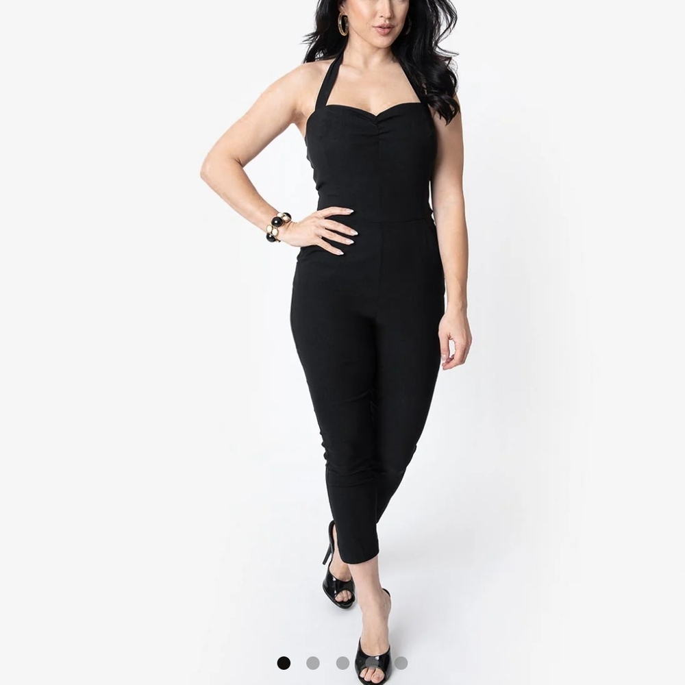 Unique Vintage Classic Black Halter Jumpsuit